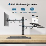 BONTEC Monitor Arm met Laptop Stand voor 13-27'' LCD LED Schermen tot 15.6" Notebook, Kantelbaar, Draaibaar, Ergonomische Tafelstandaard Houder met Klem, VESA 75x75-100x100mm