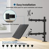 BONTEC Monitor Arm met Laptop Stand voor 13-27'' LCD LED Schermen tot 15.6" Notebook, Kantelbaar, Draaibaar, Ergonomische Tafelstandaard Houder met Klem, VESA 75x75-100x100mm
