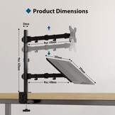 BONTEC Monitor Arm met Laptop Stand voor 13-27'' LCD LED Schermen tot 15.6" Notebook, Kantelbaar, Draaibaar, Ergonomische Tafelstandaard Houder met Klem, VESA 75x75-100x100mm