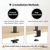 BONTEC Monitor Arm met Laptop Stand voor 13-27'' LCD LED Schermen tot 15.6" Notebook, Kantelbaar, Draaibaar, Ergonomische Tafelstandaard Houder met Klem, VESA 75x75-100x100mm