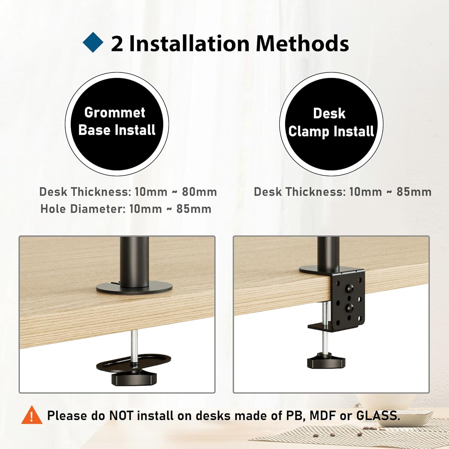 BONTEC Monitor Arm met Laptop Stand voor 13-27'' LCD LED Schermen tot 15.6" Notebook, Kantelbaar, Draaibaar, Ergonomische Tafelstandaard Houder met Klem, VESA 75x75-100x100mm