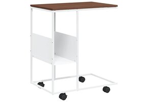 C-vormige bijzettafel met wieltjes 55x36x63,5 cm wit (47% korting)