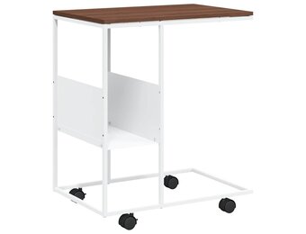 VidaXL Bijzettafel met wieltjes (Wit/Bruin) - 29% Korting!