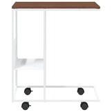 VidaXL Bijzettafel met wieltjes (Wit/Bruin) - 29% Korting!