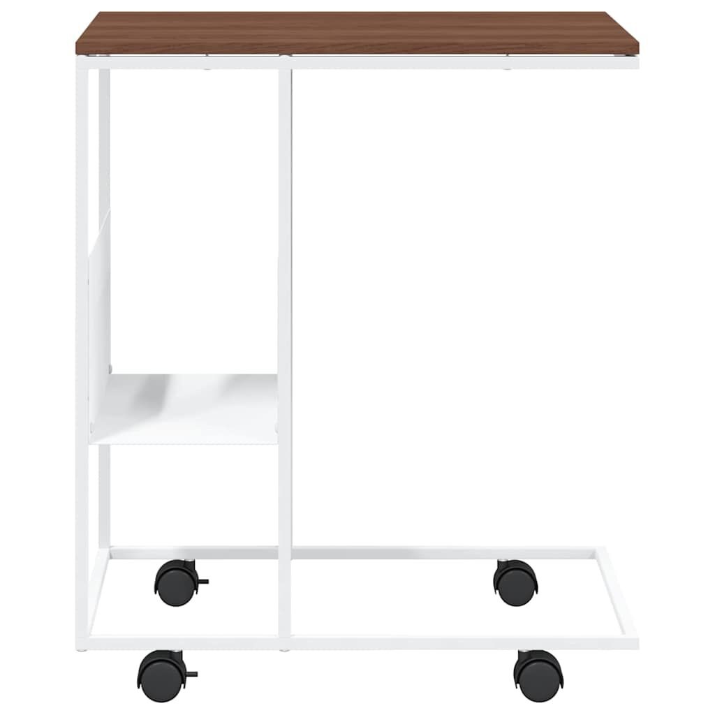 VidaXL Bijzettafel met wieltjes (Wit/Bruin) - 29% Korting!