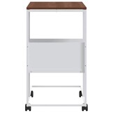VidaXL Bijzettafel met wieltjes (Wit/Bruin) - 29% Korting!