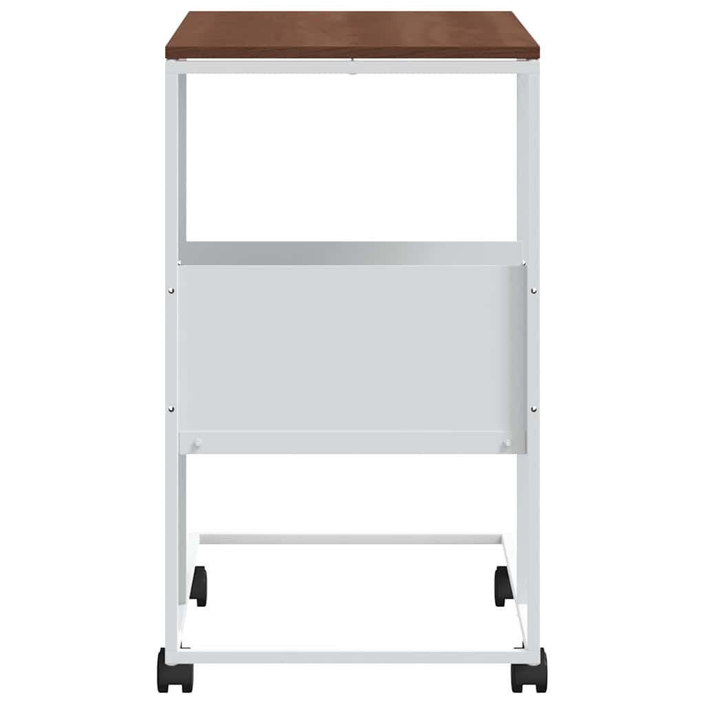 VidaXL Bijzettafel met wieltjes (Wit/Bruin) - 29% Korting!