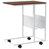 VidaXL Bijzettafel met wieltjes (Wit/Bruin) - 29% Korting!