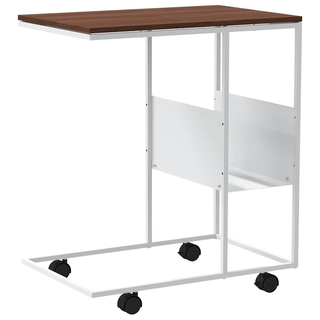 VidaXL Bijzettafel met wieltjes (Wit/Bruin) - 29% Korting!