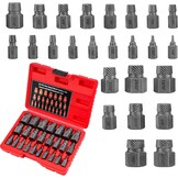 25-delige schroevenverwijderset, professionele linksuitdraaier, set, schroefextractor met draagtas voor het verwijderen van gebroken bouten (rood-1)