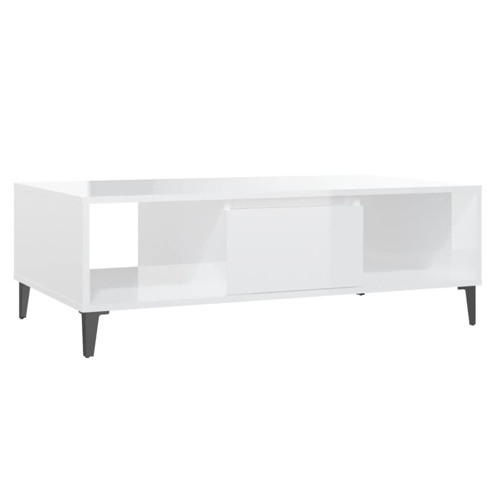 vidaXL Salontafel 103,5x60x35 cm bewerkt hout hoogglans wit