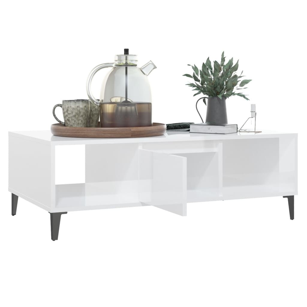 vidaXL Salontafel 103,5x60x35 cm bewerkt hout hoogglans wit