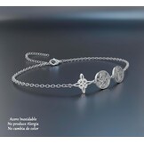 Armband met Heksenknoop, Tetragram & Sint Benedictus Medaillon - 316L RVS, Verstelbaar 17cm