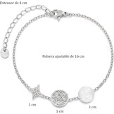 Armband met Heksenknoop, Tetragram & Sint Benedictus Medaillon - 316L RVS, Verstelbaar 17cm
