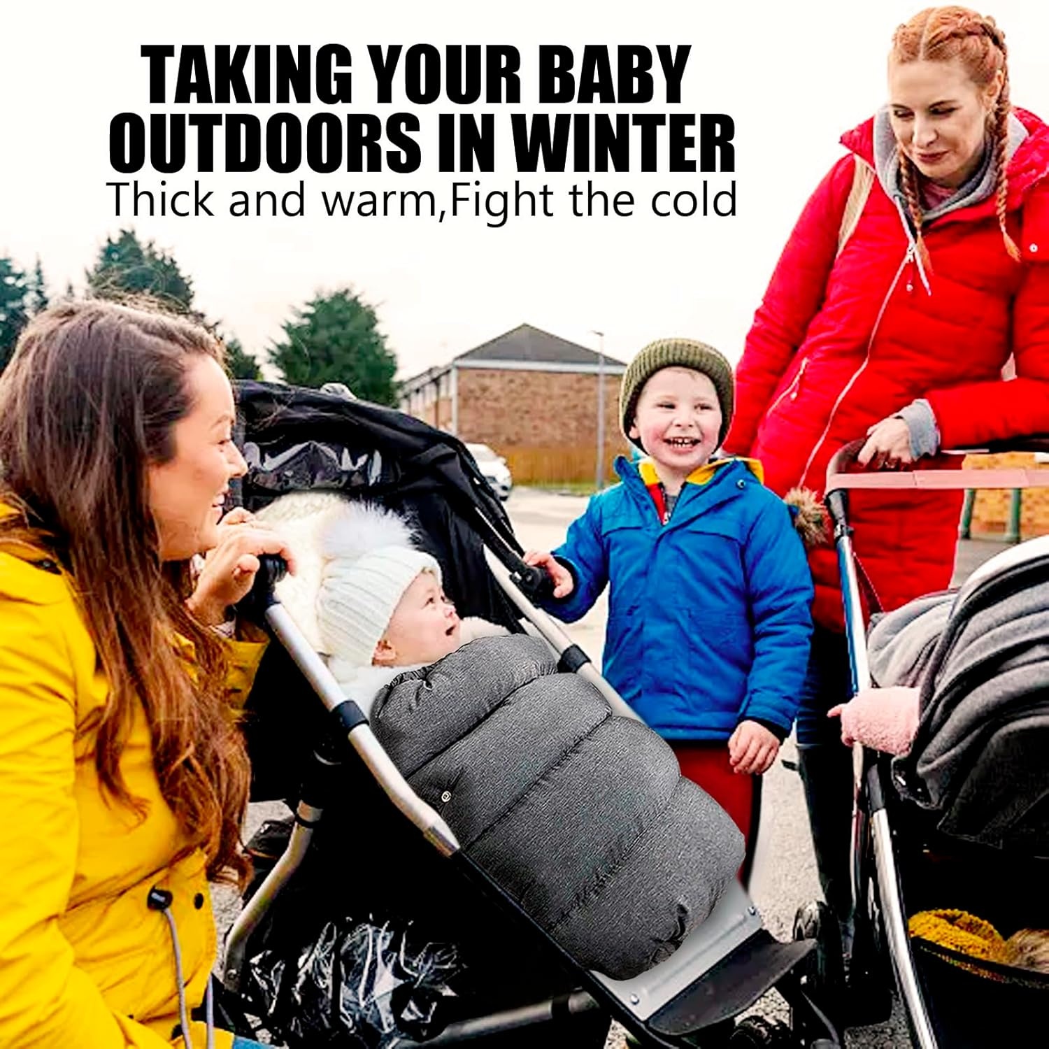 Universele Winter Voetenzak Kinderwagen Extra Groot - Dubbellaags - Donkergrijs