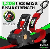 Rhino USA Intrekbare Ratelspanners (4 stuks) - Rood - 2,5 cm x 3 m - Medium Duty