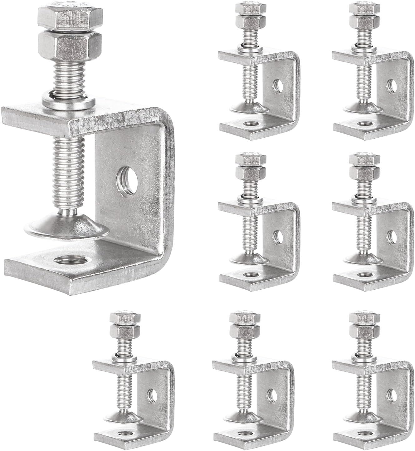 AKOLAFE 8-delige C-klem van 30 mm Roestvrij Staal 304 - Max. Klembereik 25 mm - Zilver