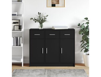 vidaXL Dressoir 91x28x75 cm bewerkt hout zwart
