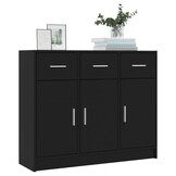 vidaXL Dressoir 91x28x75 cm bewerkt hout zwart