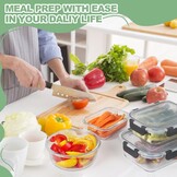 Skroam 12 stuks glazen voedselopslagcontainers met deksels, maaltijdbereiding, voorraadkast keuken opslagcontainers voor lunch, lekvrij, luchtdichte glazen lunchbentoboxen voor magnetron, oven