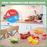 Skroam 12 stuks glazen voedselopslagcontainers met deksels, maaltijdbereiding, voorraadkast keuken opslagcontainers voor lunch, lekvrij, luchtdichte glazen lunchbentoboxen voor magnetron, oven