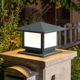 Sokkellamp voor buiten, 12 W bolderlamp buiten, grijs, tuinpadverlichting van gegoten aluminium, 3 kleuren, E27-fitting, max. 40 W, IP45 tuinlamp voor palen, patio, terras, opritten - Maat L-1