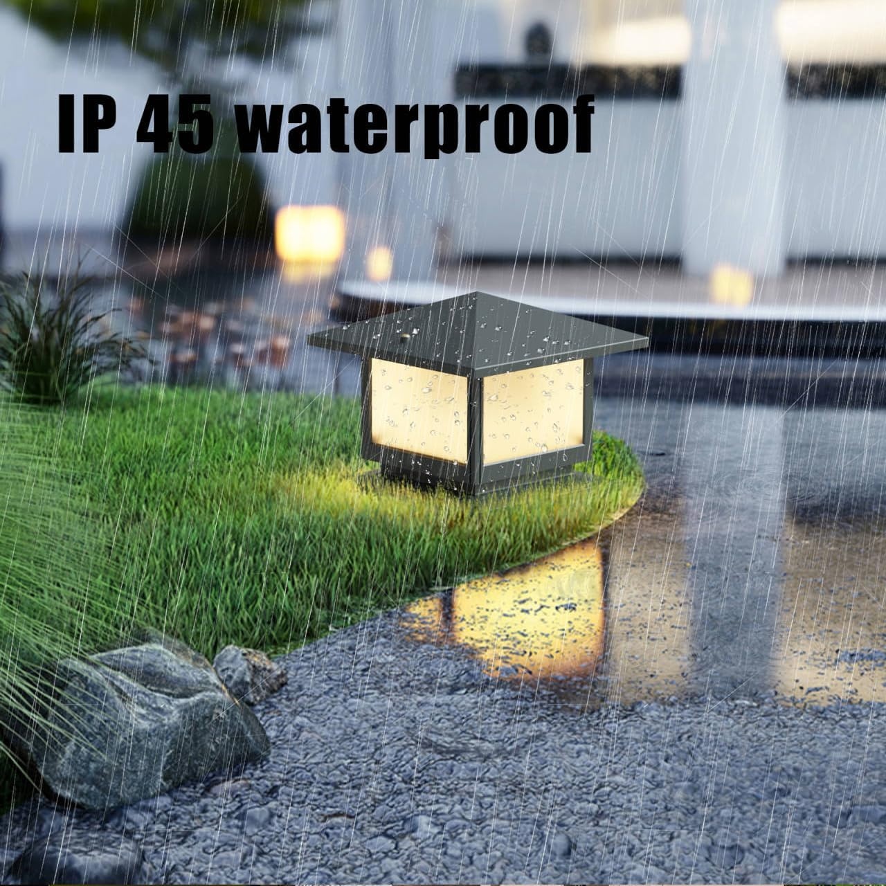 Sokkellamp voor buiten, 12 W bolderlamp buiten, grijs, tuinpadverlichting van gegoten aluminium, 3 kleuren, E27-fitting, max. 40 W, IP45 tuinlamp voor palen, patio, terras, opritten - Maat L-1