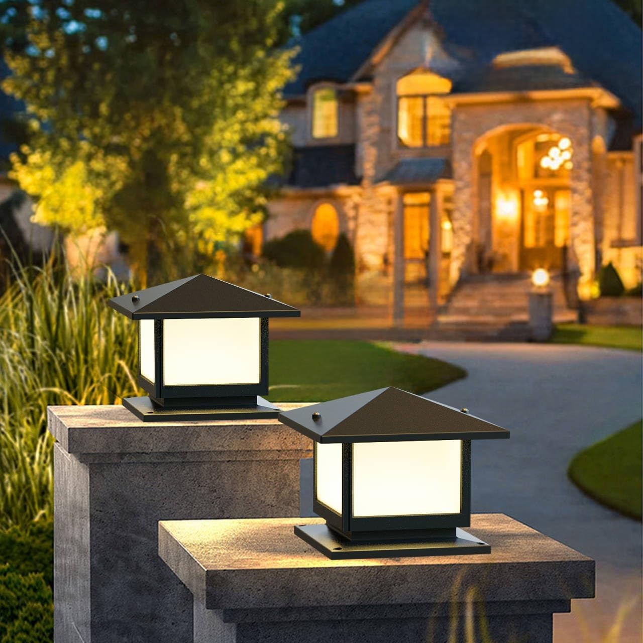 Sokkellamp voor buiten, 12 W bolderlamp buiten, grijs, tuinpadverlichting van gegoten aluminium, 3 kleuren, E27-fitting, max. 40 W, IP45 tuinlamp voor palen, patio, terras, opritten - Maat L-1