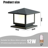 Sokkellamp voor buiten, 12 W bolderlamp buiten, grijs, tuinpadverlichting van gegoten aluminium, 3 kleuren, E27-fitting, max. 40 W, IP45 tuinlamp voor palen, patio, terras, opritten - Maat L-1