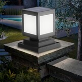 Sokkellamp voor buiten, 12 W bolderlamp buiten, grijs, tuinpadverlichting van gegoten aluminium, 3 kleuren, E27-fitting, max. 40 W, IP45 tuinlamp voor palen, patio, terras, opritten - Maat L-1