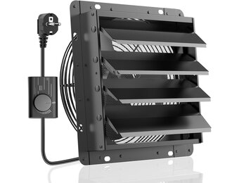 HG Power Afvoerventilator Industriële Wandventilator 350mm 1500m³/h met Toerentalregelaar Wandventilator met Gaaszeef Uitlaatventilator met EU-stekker, Aluminium Raamventilator voor Kelder
