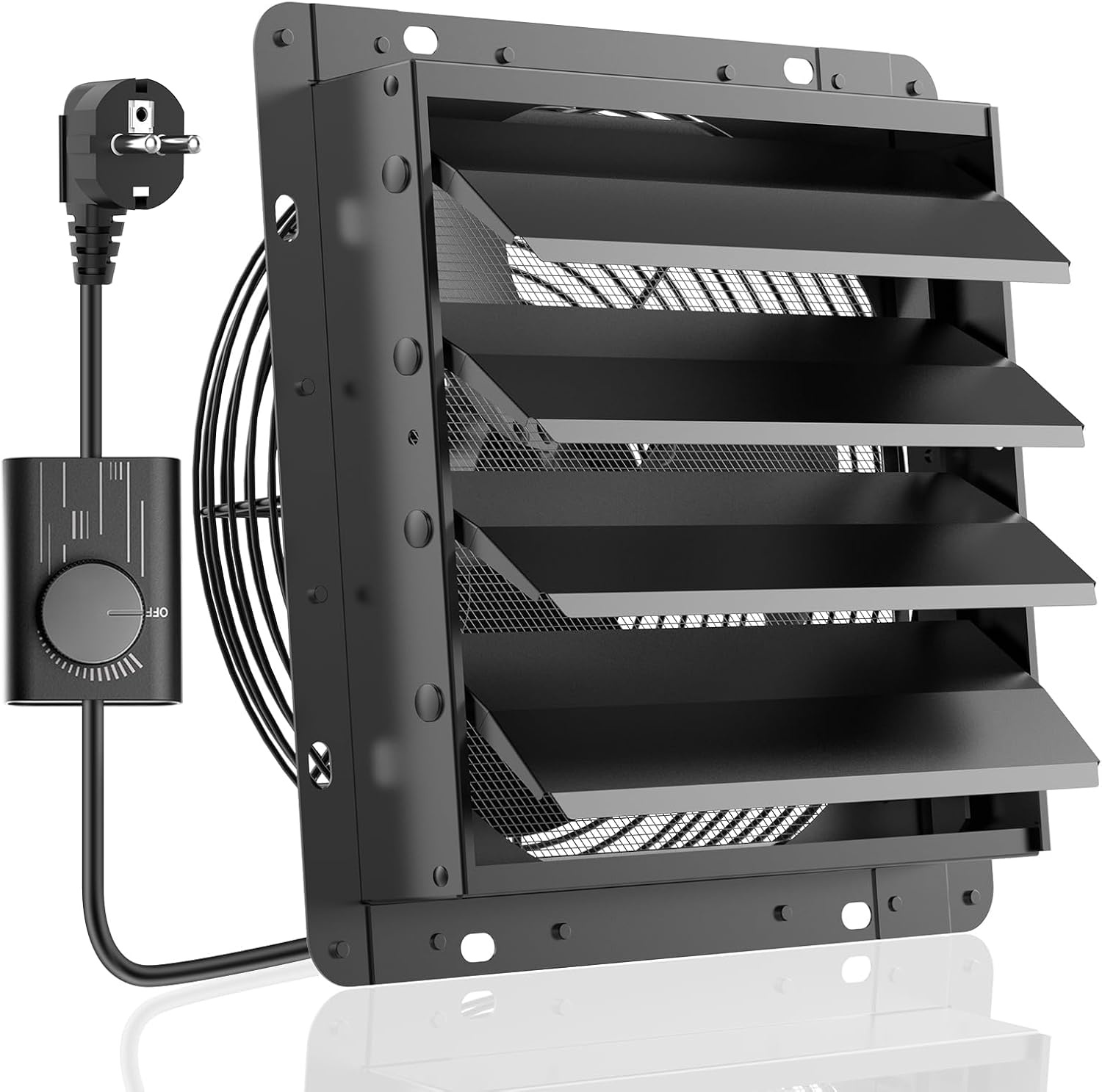 HG Power Afvoerventilator Industriële Wandventilator 350mm 1500m³/h met Toerentalregelaar Wandventilator met Gaaszeef Uitlaatventilator met EU-stekker, Aluminium Raamventilator voor Kelder