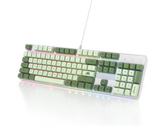 SOLIDEE Volledig Formaat Mechanisch Toetsenbord,Groen Matcha Toetsenbord,104 Toetsen RGB Verlicht Gaming met Numeriek Toetsenblok,NKRO voor Windows Laptop PC Gamer(104 Matcha)