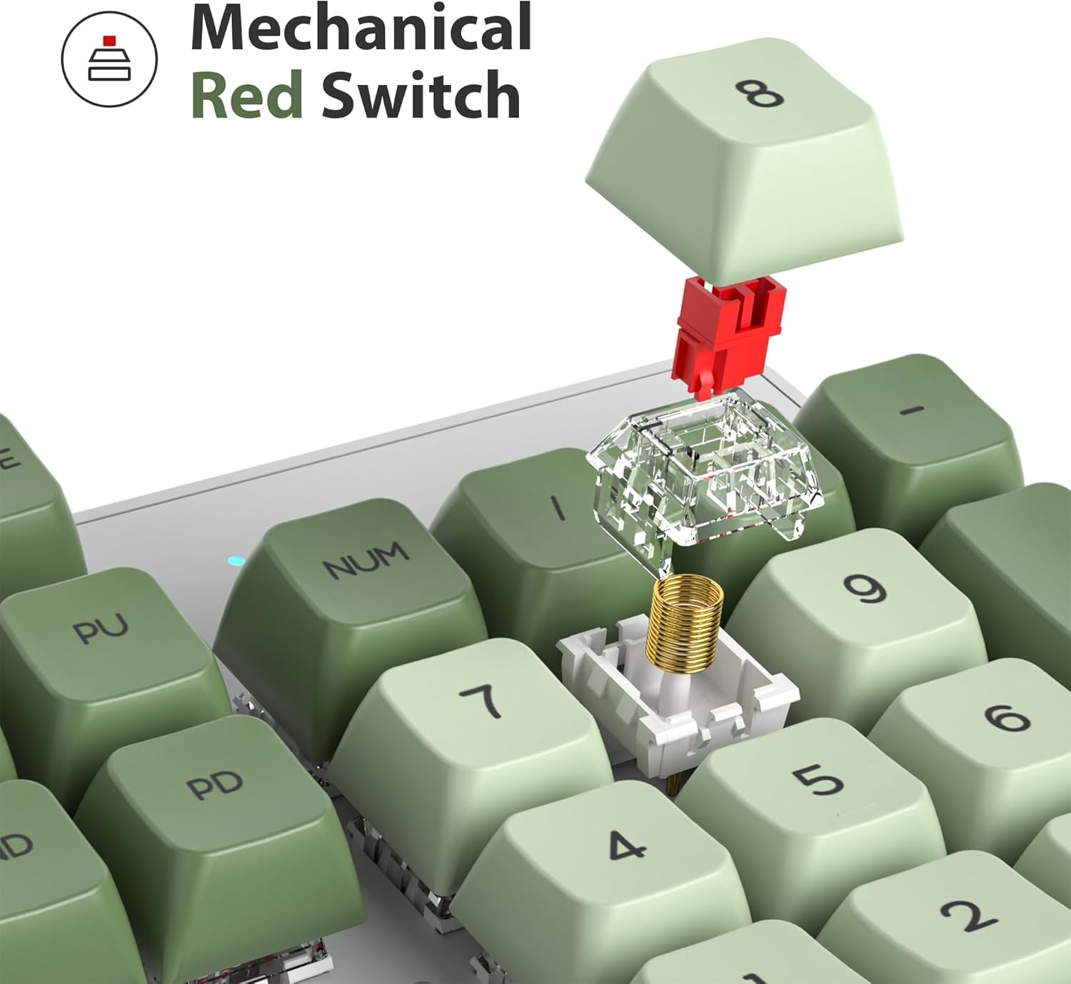 SOLIDEE Volledig Formaat Mechanisch Toetsenbord,Groen Matcha Toetsenbord,104 Toetsen RGB Verlicht Gaming met Numeriek Toetsenblok,NKRO voor Windows Laptop PC Gamer(104 Matcha)