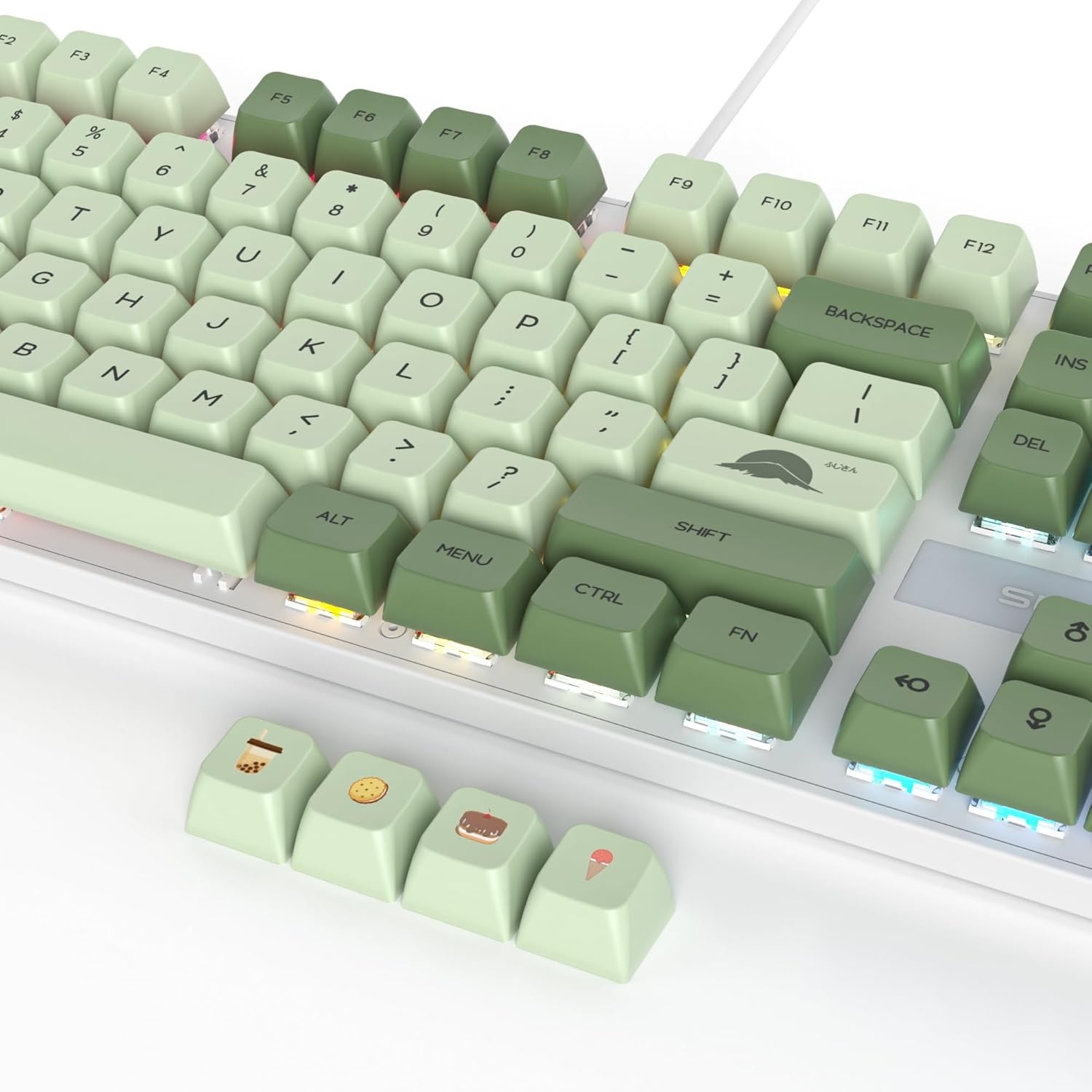 SOLIDEE Volledig Formaat Mechanisch Toetsenbord,Groen Matcha Toetsenbord,104 Toetsen RGB Verlicht Gaming met Numeriek Toetsenblok,NKRO voor Windows Laptop PC Gamer(104 Matcha)