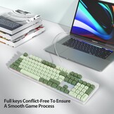 SOLIDEE Volledig Formaat Mechanisch Toetsenbord,Groen Matcha Toetsenbord,104 Toetsen RGB Verlicht Gaming met Numeriek Toetsenblok,NKRO voor Windows Laptop PC Gamer(104 Matcha)
