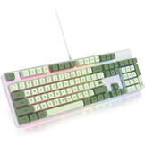 SOLIDEE Volledig Formaat Mechanisch Toetsenbord,Groen Matcha Toetsenbord,104 Toetsen RGB Verlicht Gaming met Numeriek Toetsenblok,NKRO voor Windows Laptop PC Gamer(104 Matcha)
