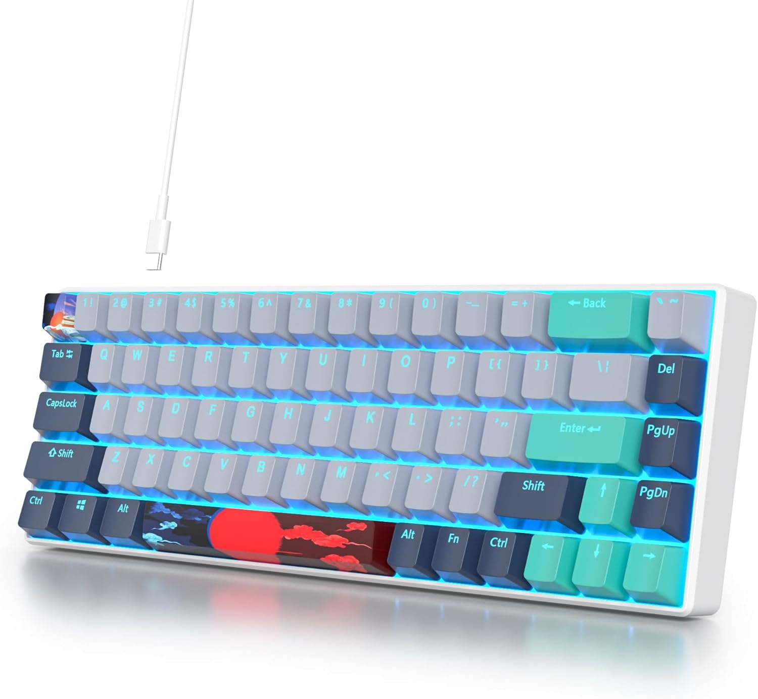 SOLIDEE Volledig Formaat Mechanisch Toetsenbord,Groen Matcha Toetsenbord,104 Toetsen RGB Verlicht Gaming met Numeriek Toetsenblok,NKRO voor Windows Laptop PC Gamer(104 Matcha)