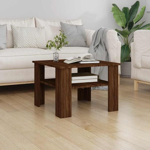 vidaXL Salontafel 60x60x42 cm bewerkt hout bruin eikenkleur