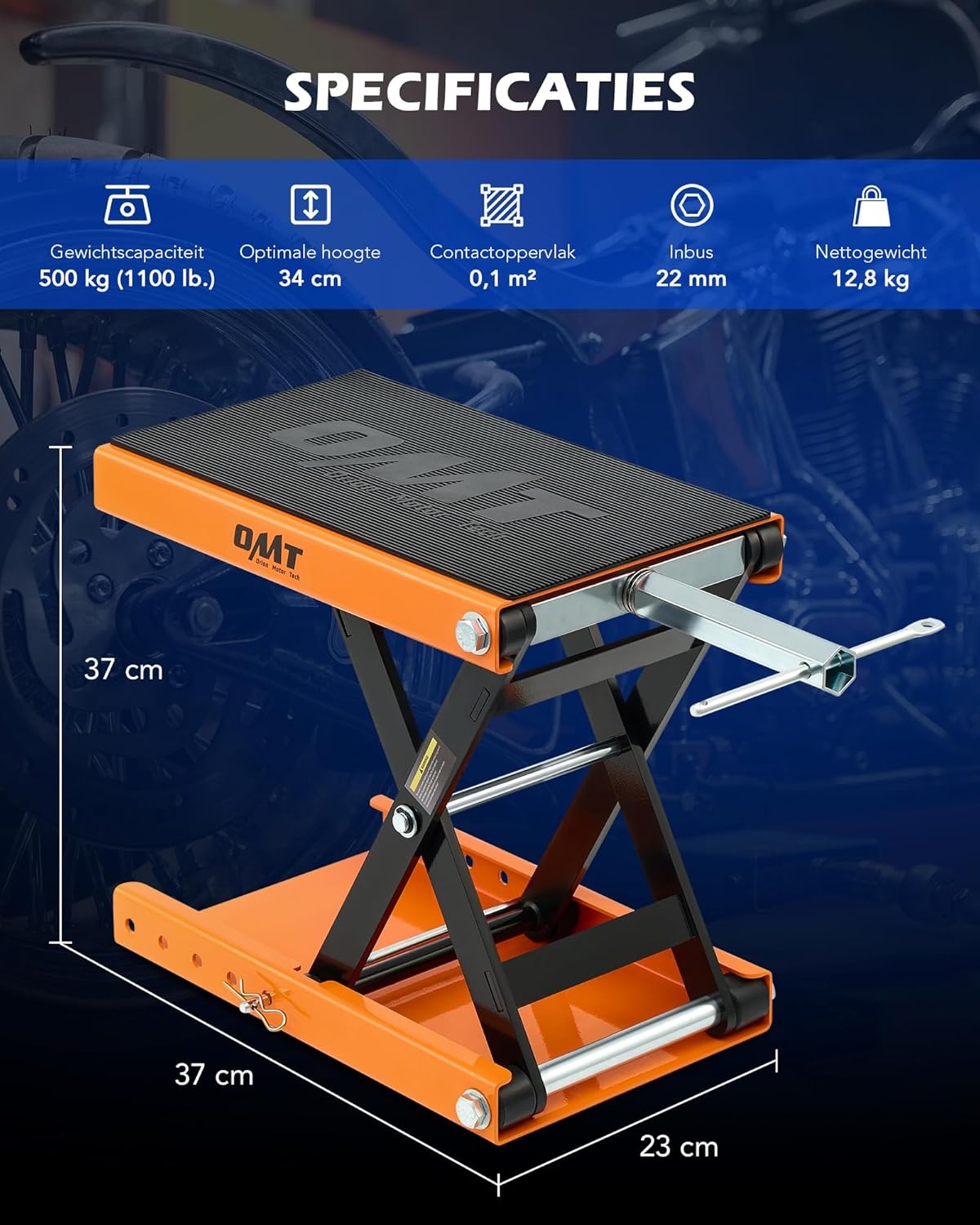 Orion Motor Tech Motorbrug / Liftkrik Oranje 95-370 mm, 500 kg capaciteit