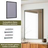 BEAUTYPEAK 81x61cm Rechthoekige wandspiegel, badkamerspiegel met zwarte aluminiumlijst, breukveilige wandspiegel voor badkamer, slaapkamer, woonkamer, Rechthoekige badkamerspiegel