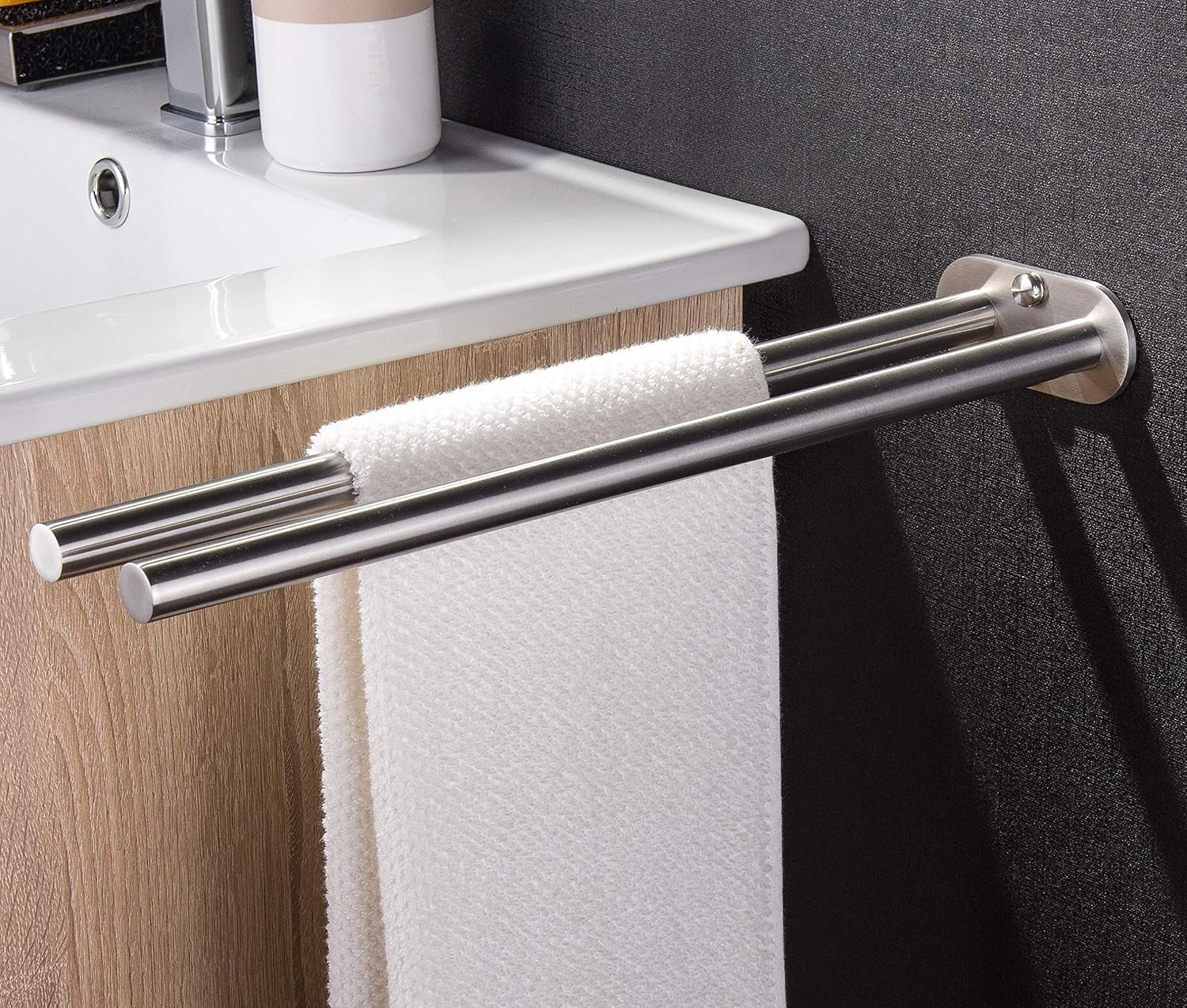 Dubbele Handdoekhouder RVS Geborsteld - 40cm Wandmontage