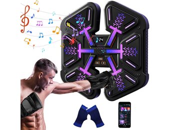 Muziekboksmachine, muziekboksmachine met bokshandschoenen, led-wandgemonteerde boksdoel, met 9 snelheidsmodi en telmodus