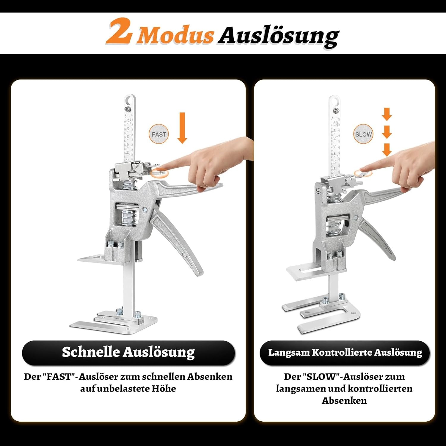 Arbeidsbesparende arm, 2-delige arm handgereedschapheffer met langzame en snelle heffunctie, tot 400KG, meubellifter, hefapparaat voor meubels, deur, kast, gipsplaat, tegellifter