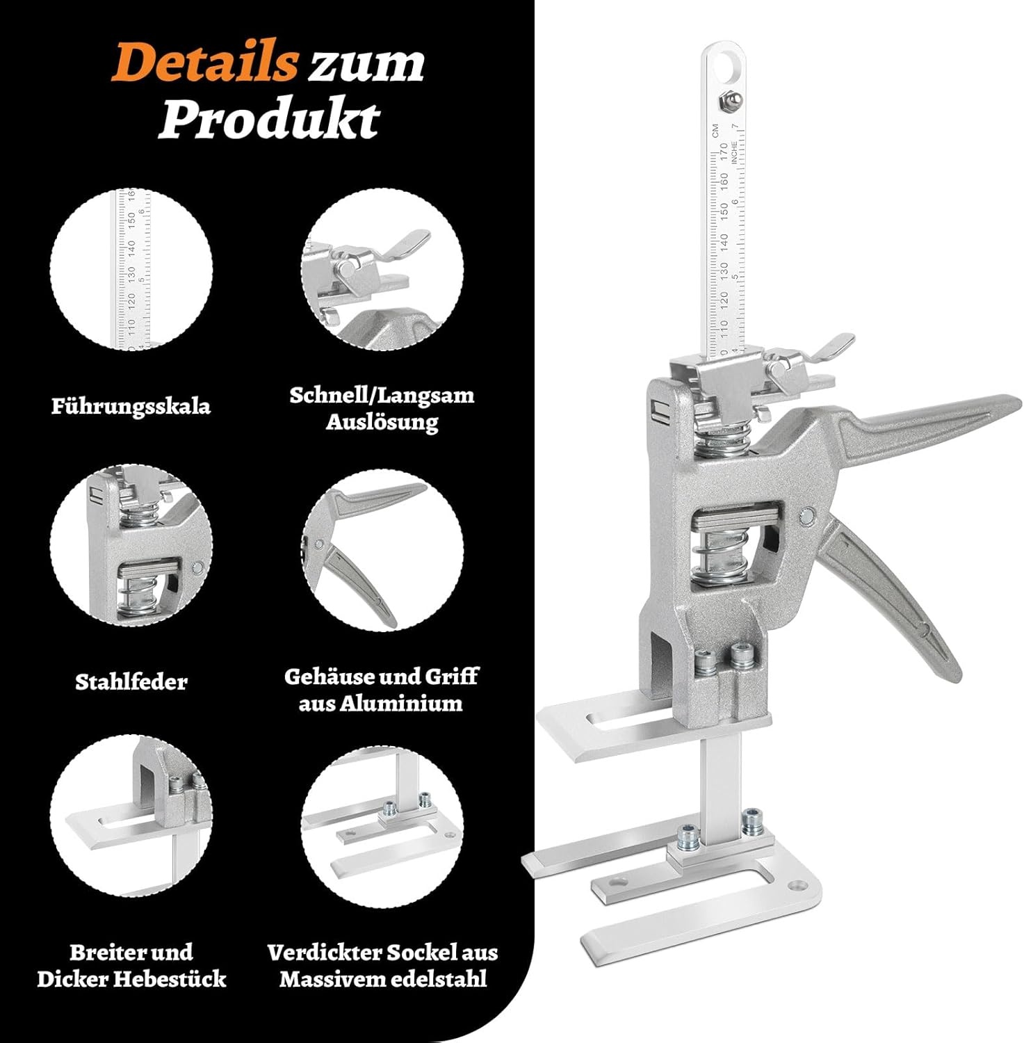 Arbeidsbesparende arm, 2-delige arm handgereedschapheffer met langzame en snelle heffunctie, tot 400KG, meubellifter, hefapparaat voor meubels, deur, kast, gipsplaat, tegellifter