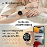Smartwatch dames en heren met AMOLED display en telefoonfunctie - Goud