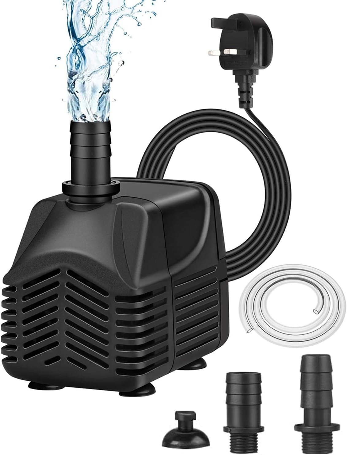 Dompelbare waterpomp, 25W (400GHP 1000L/H) Dompelpomp, Ultra-stille waterpomp, 2 sproeiers, 1,5M slang, 2m hoge lift, voor fonteinpompen, vistank, vijver, hydrocultuur