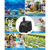 Dompelbare waterpomp, 25W (400GHP 1000L/H) Dompelpomp, Ultra-stille waterpomp, 2 sproeiers, 1,5M slang, 2m hoge lift, voor fonteinpompen, vistank, vijver, hydrocultuur