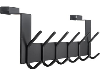 SKOLOO Deurhaak met 6 Haken - Zwart Metaal - 39 cm