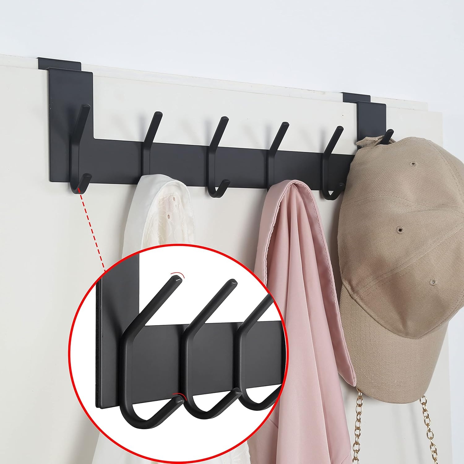 SKOLOO Deurhaak met 6 Haken - Zwart Metaal - 39 cm